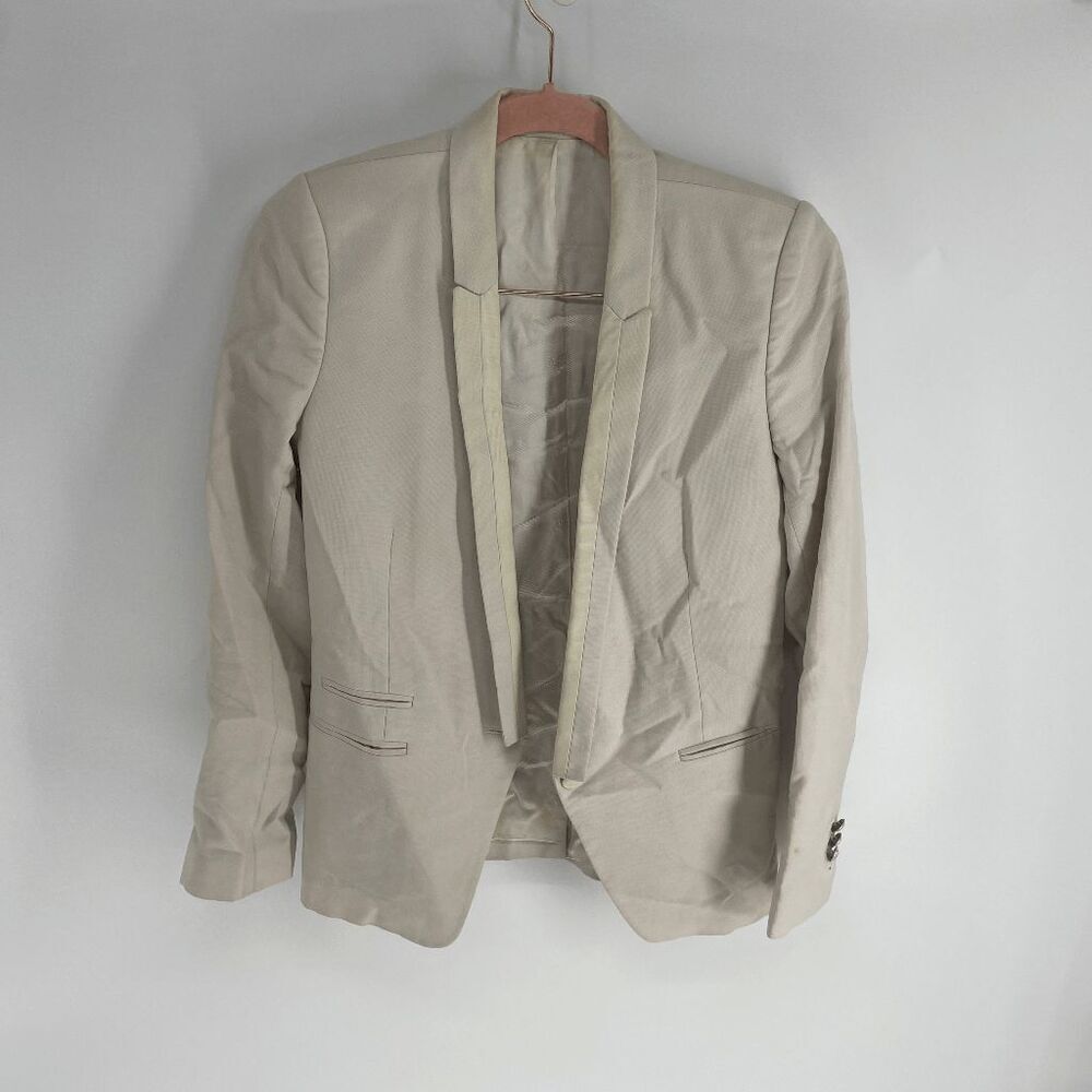 The Kooples Women's Cream Open Front Long Sleeve Blazer Jacket Size 34